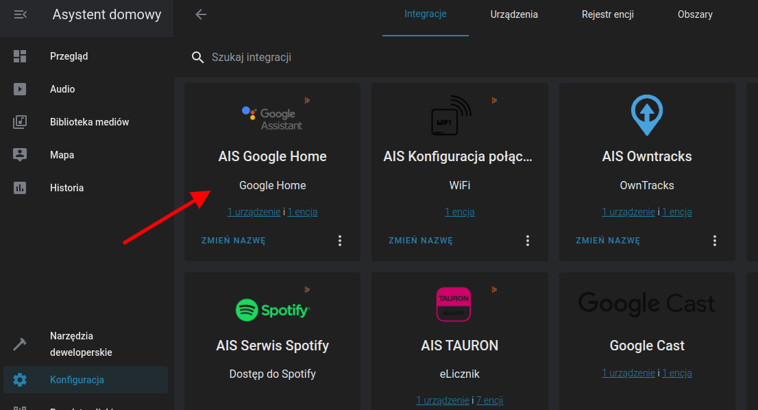 Konfiguracja Google Home